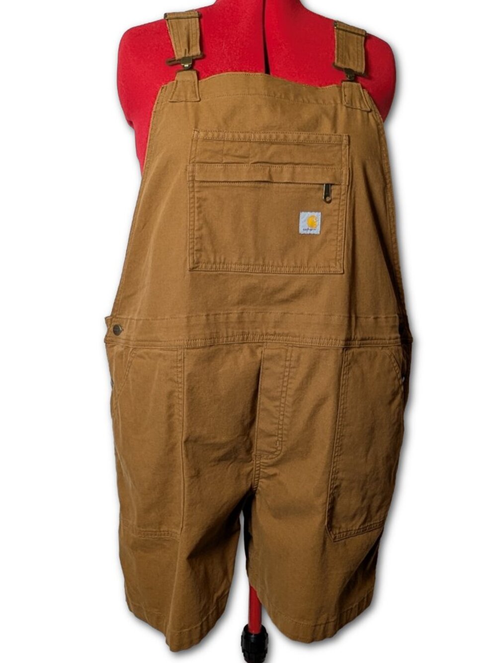 Carhartt Relaxed Fit XXL (20) Overall Shorts, Medium Brown, Adjustable Straps